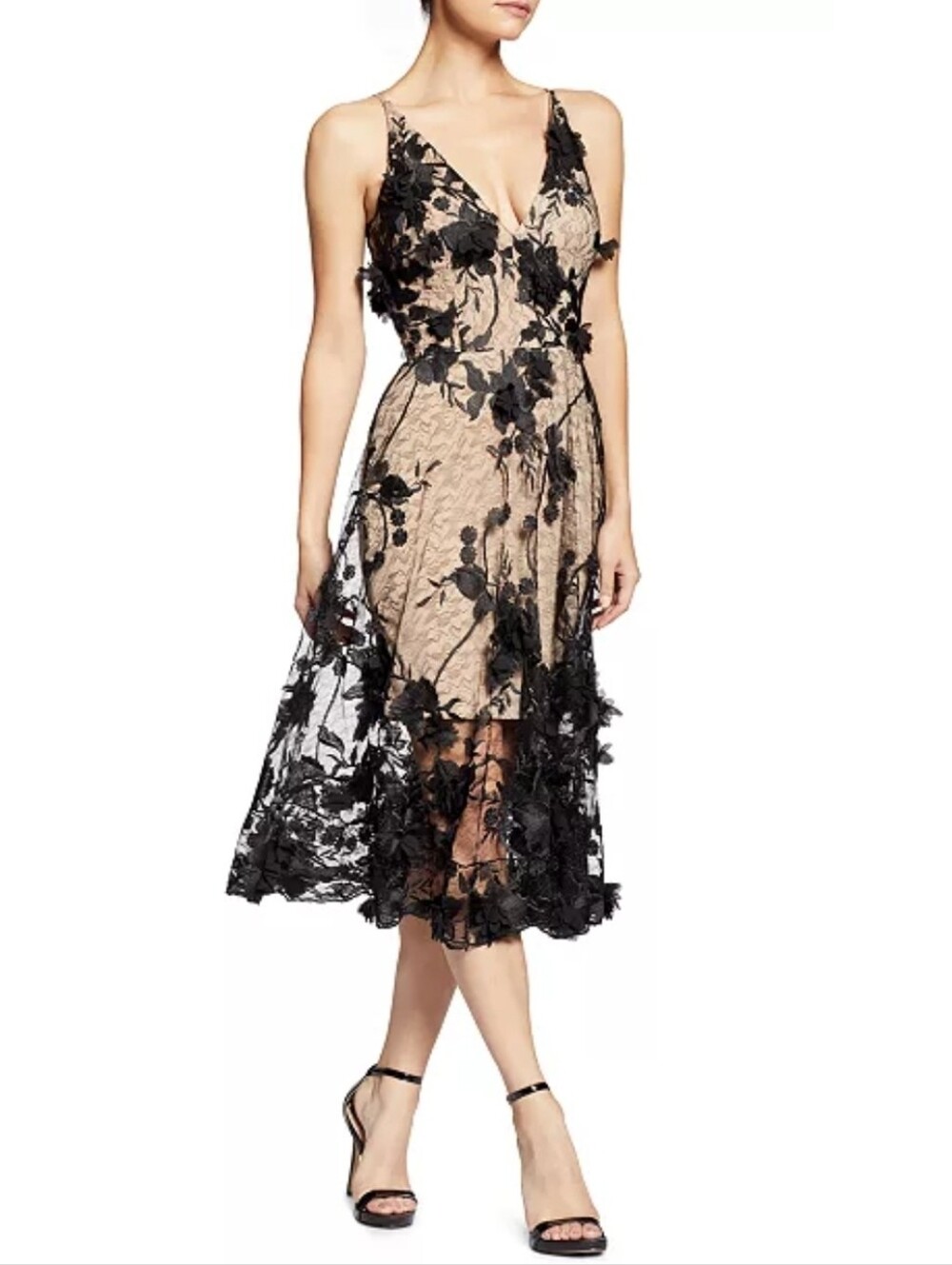 Dress The Population Audrey Floral Applique Lace Mini Dress